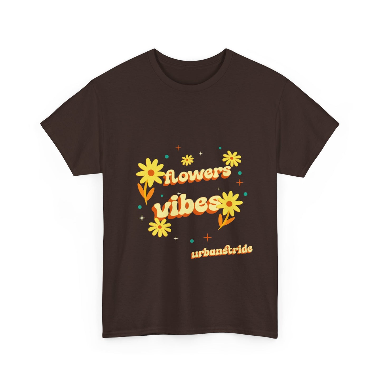 T-shirt con scritta "Flowers vibes"