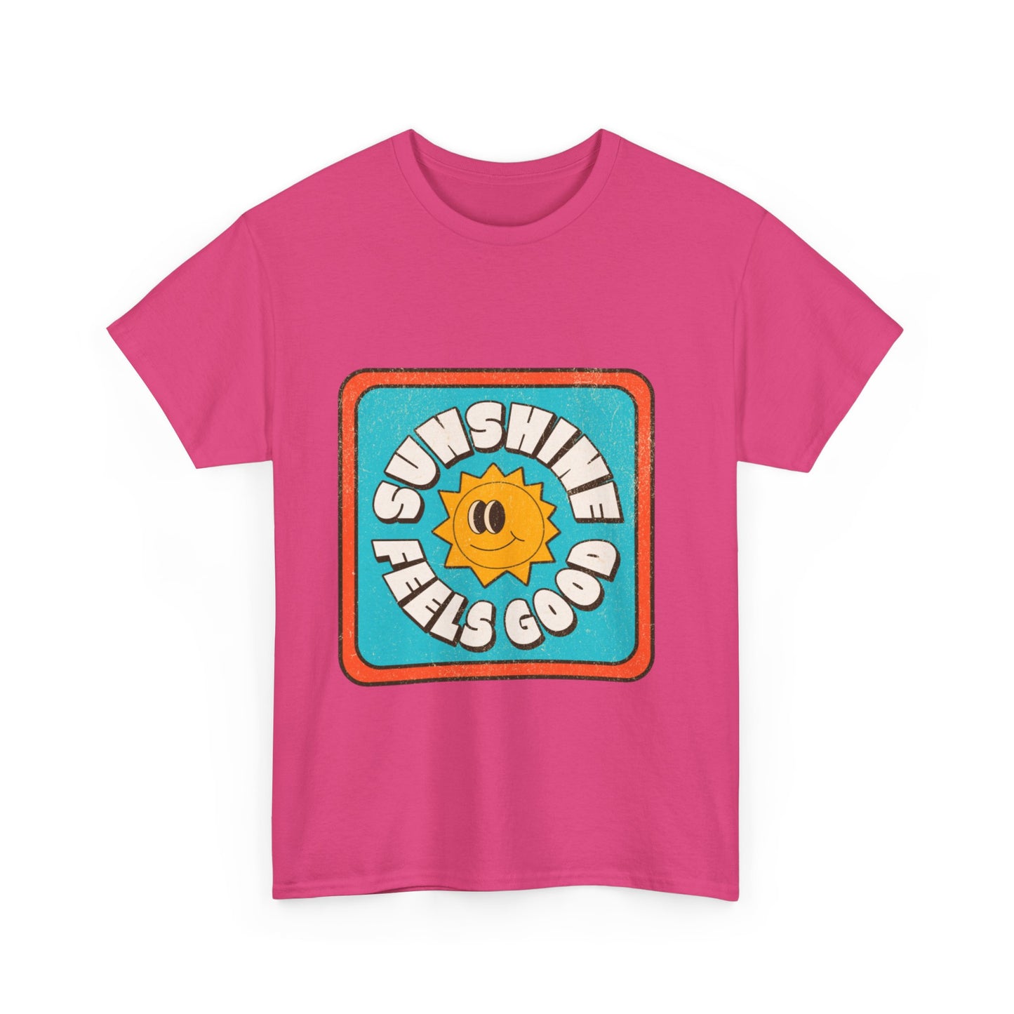 T-shirt con scritta "Sunshine feel good"