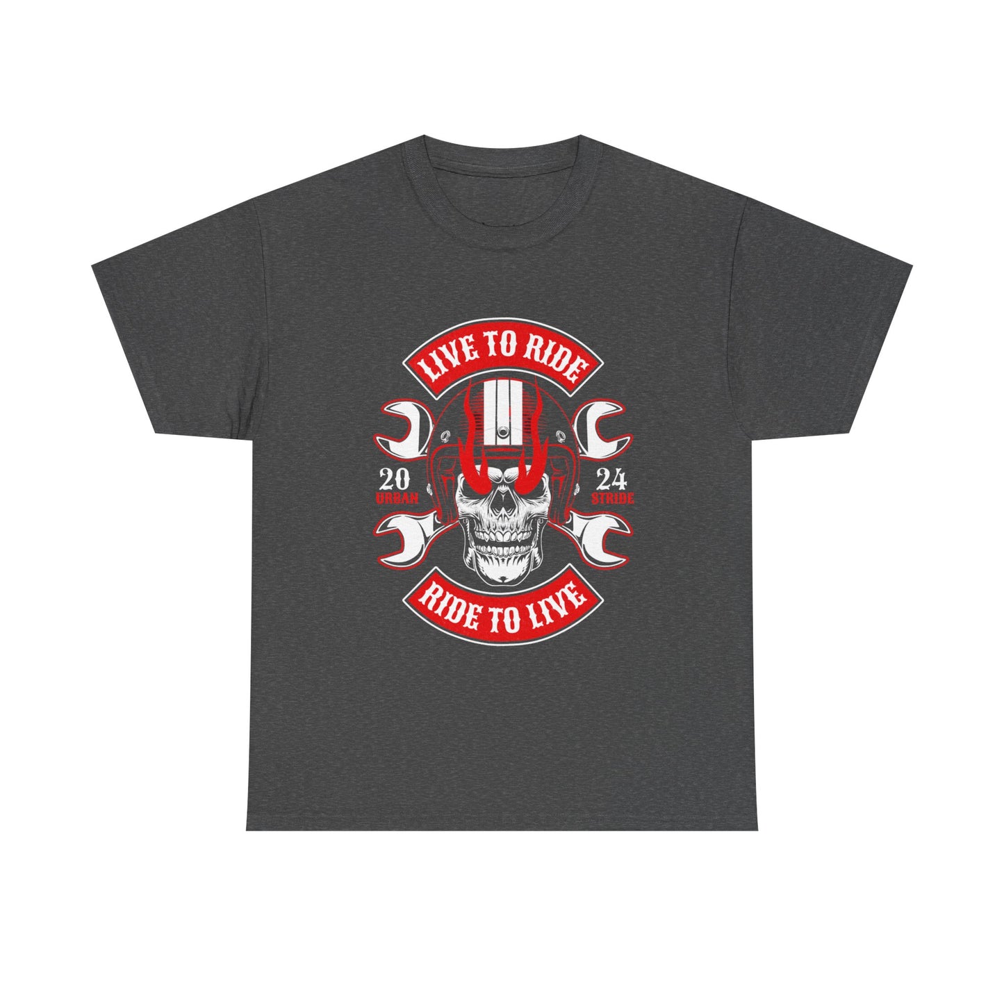 T-shirt con scritta "Live to ride ; Ride to live"
