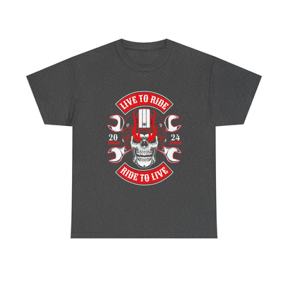 T-shirt con scritta "Live to ride ; Ride to live"