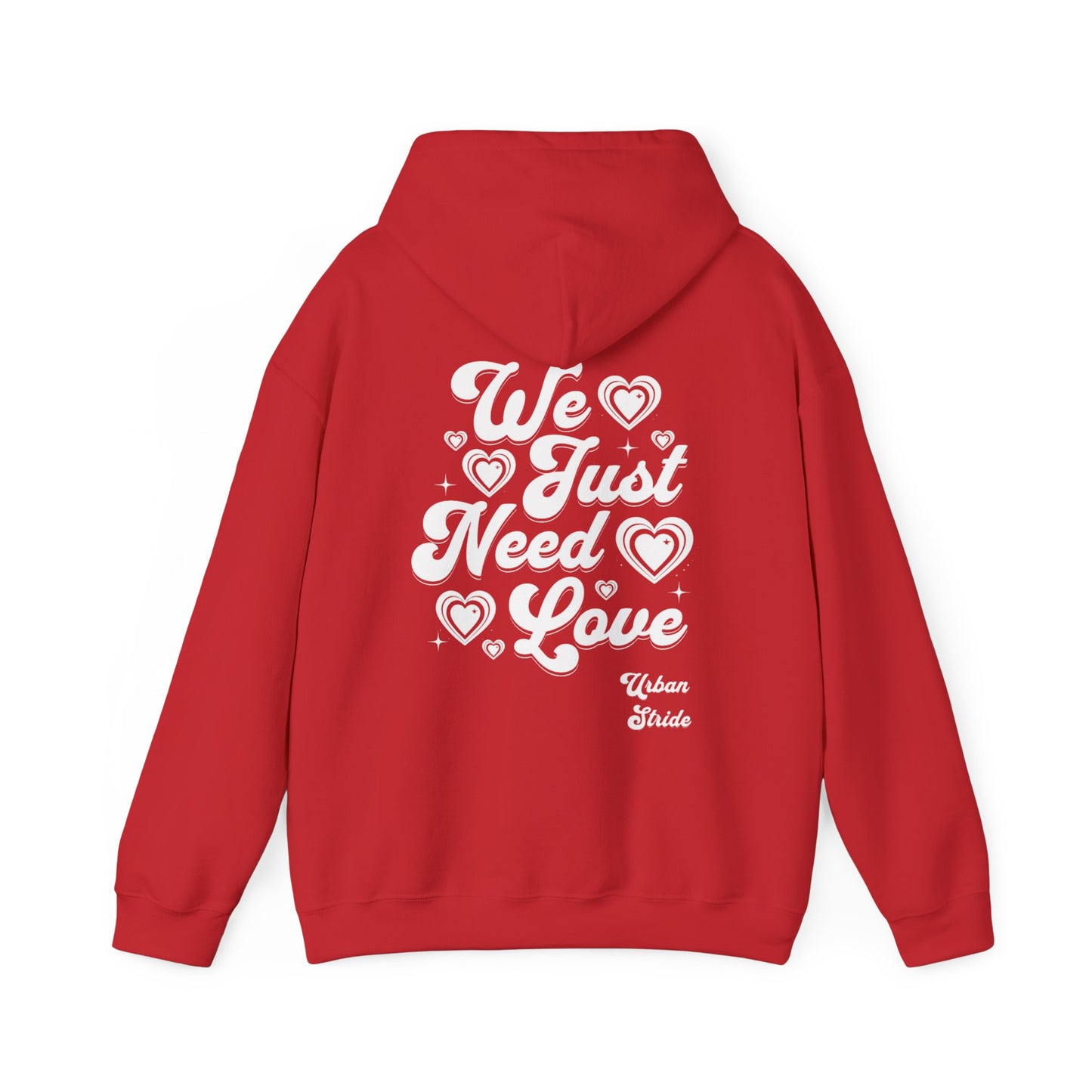 Felpa con scritta "We just need love"