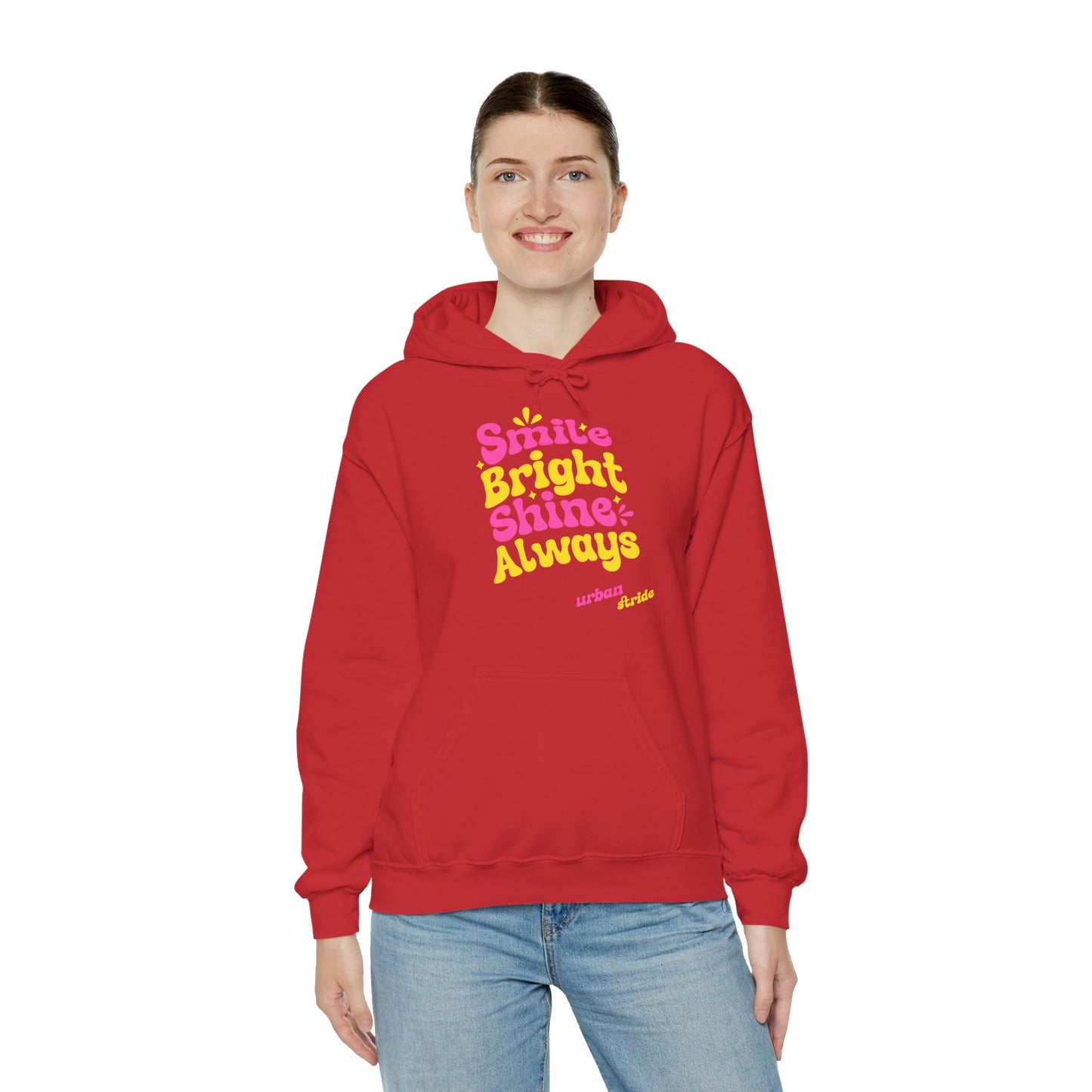 Felpa con scritta "Smile bright shine always"