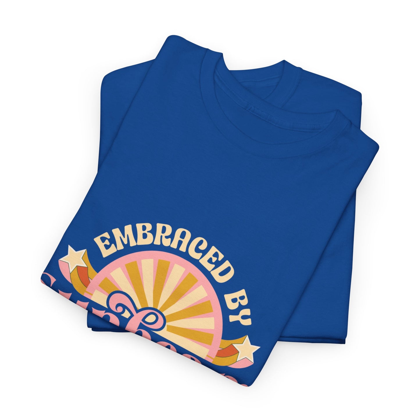 T-shirt con scritta "Embraced by sunbeam in my heart forever"