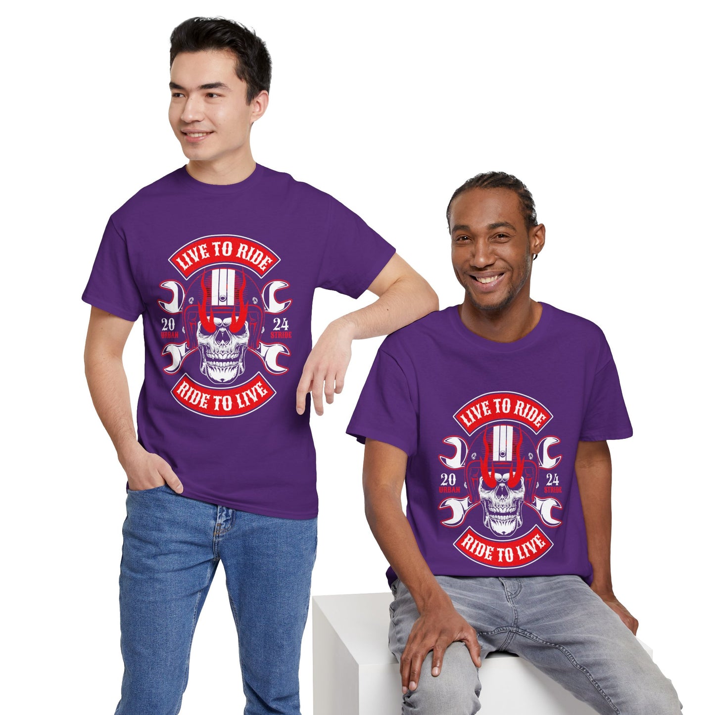 T-shirt con scritta "Live to ride ; Ride to live"