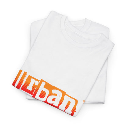 T-shirt con scritta "Urban Stride" sfumata arancio-rosso