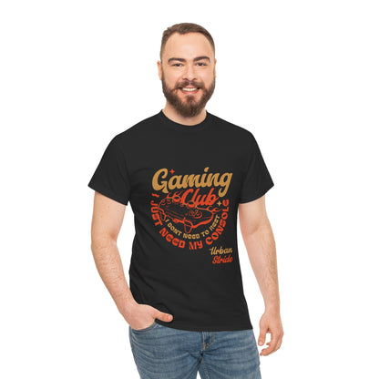 T-shirt con scritta “Gaming Club – I Just Need My Console”