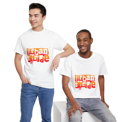 T-shirt con scritta "Urban Stride" sfumata arancio-rosso