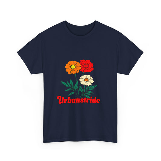 T-shirt con rappresentazione di fiori e scritta "Urbanstride"