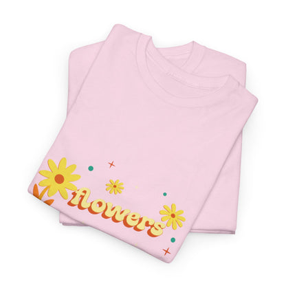 T-shirt con scritta "Flowers vibes"