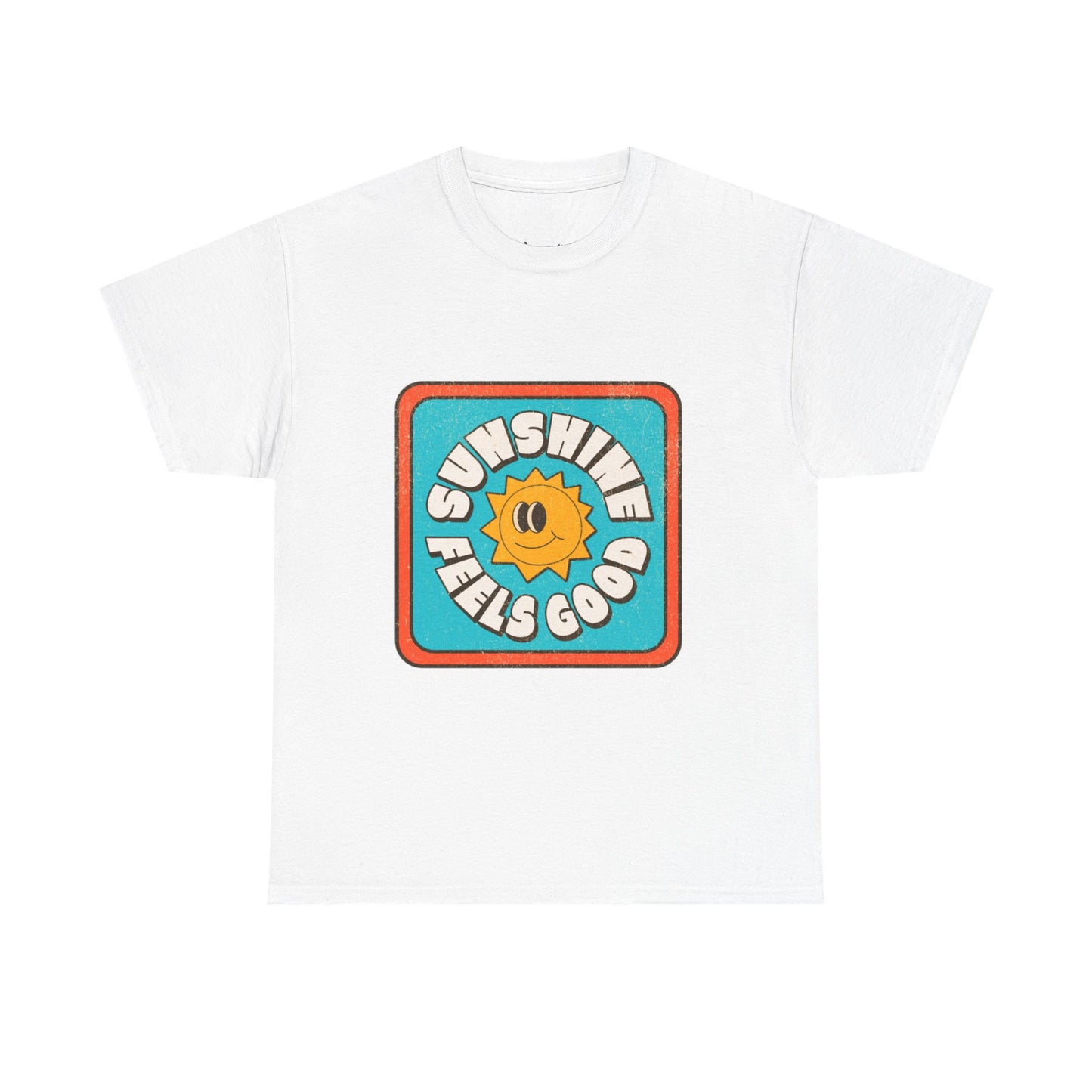 T-shirt con scritta "Sunshine feel good"