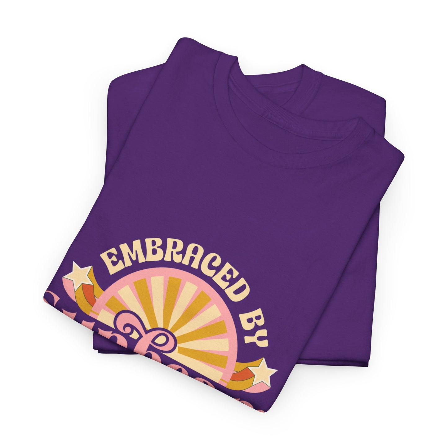 T-shirt con scritta "Embraced by sunbeam in my heart forever"