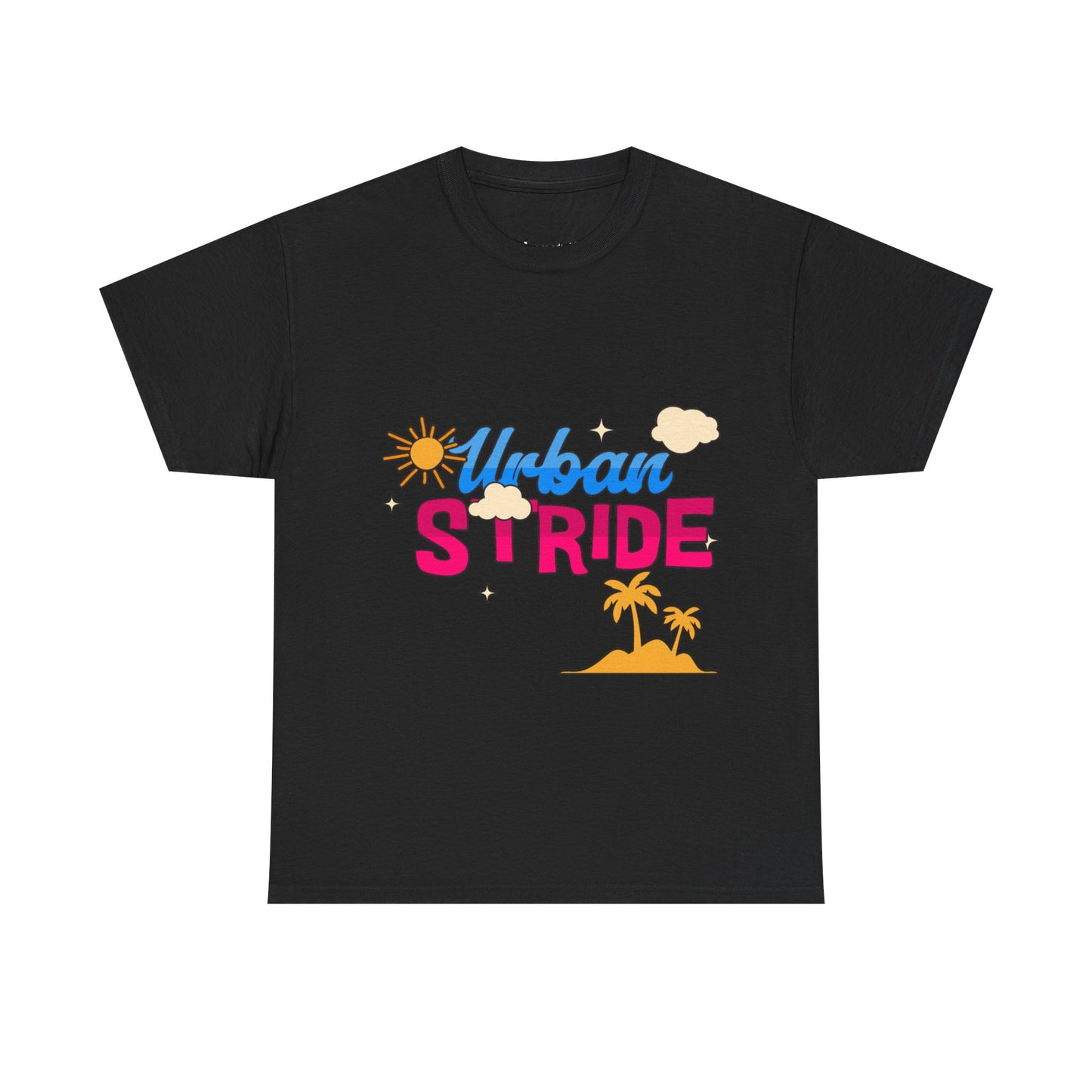 T-shirt con scritta "Urbanstride"al mare