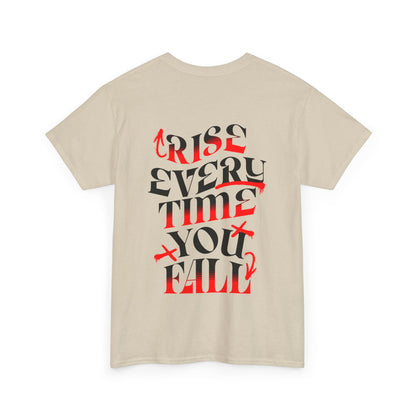 T-shirt con scritta "Rise every time you fall"