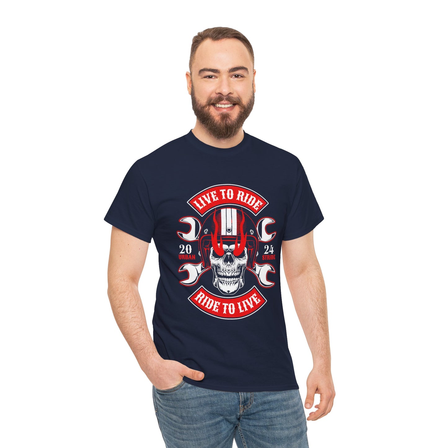T-shirt con scritta "Live to ride ; Ride to live"