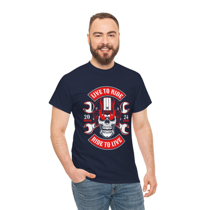 T-shirt con scritta "Live to ride ; Ride to live"