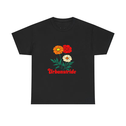 T-shirt con rappresentazione di fiori e scritta "Urbanstride"