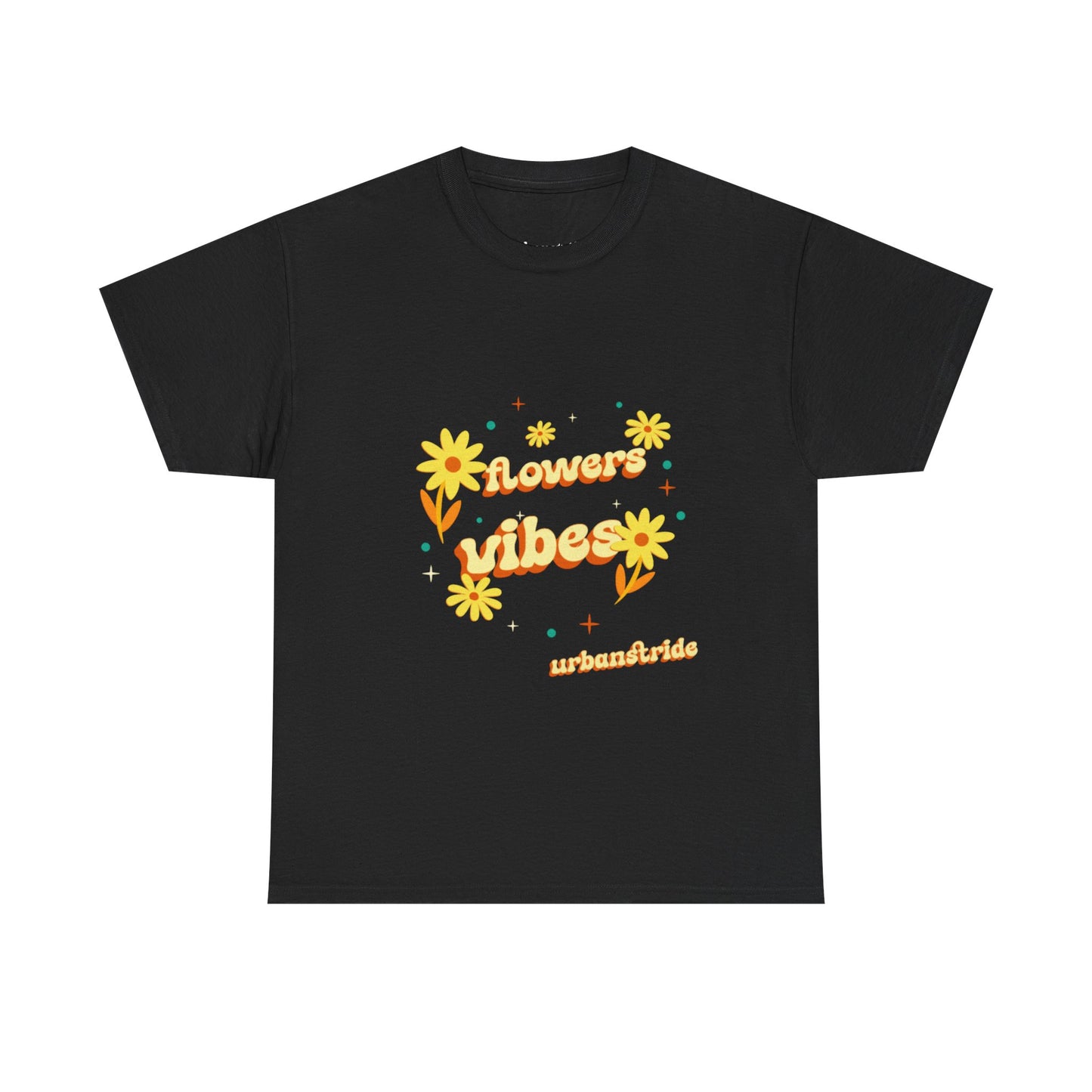 T-shirt con scritta "Flowers vibes"