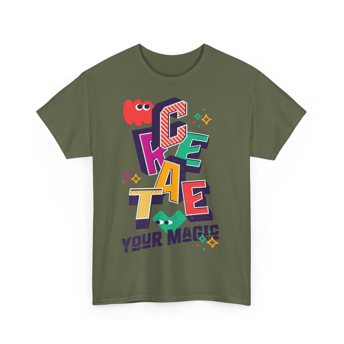 T-shirt con scritta "Create your magic"