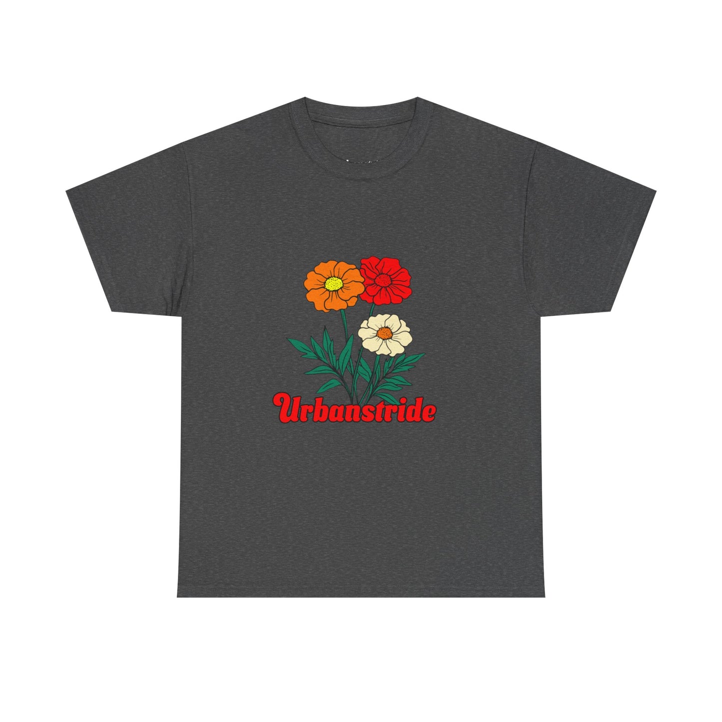 T-shirt con rappresentazione di fiori e scritta "Urbanstride"