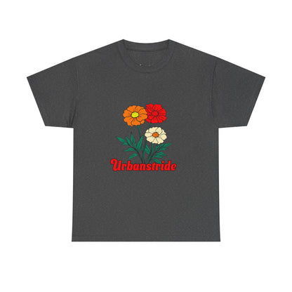 T-shirt con rappresentazione di fiori e scritta "Urbanstride"