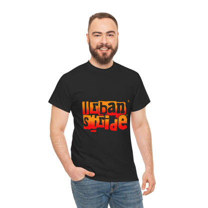 T-shirt con scritta "Urban Stride" sfumata arancio-rosso