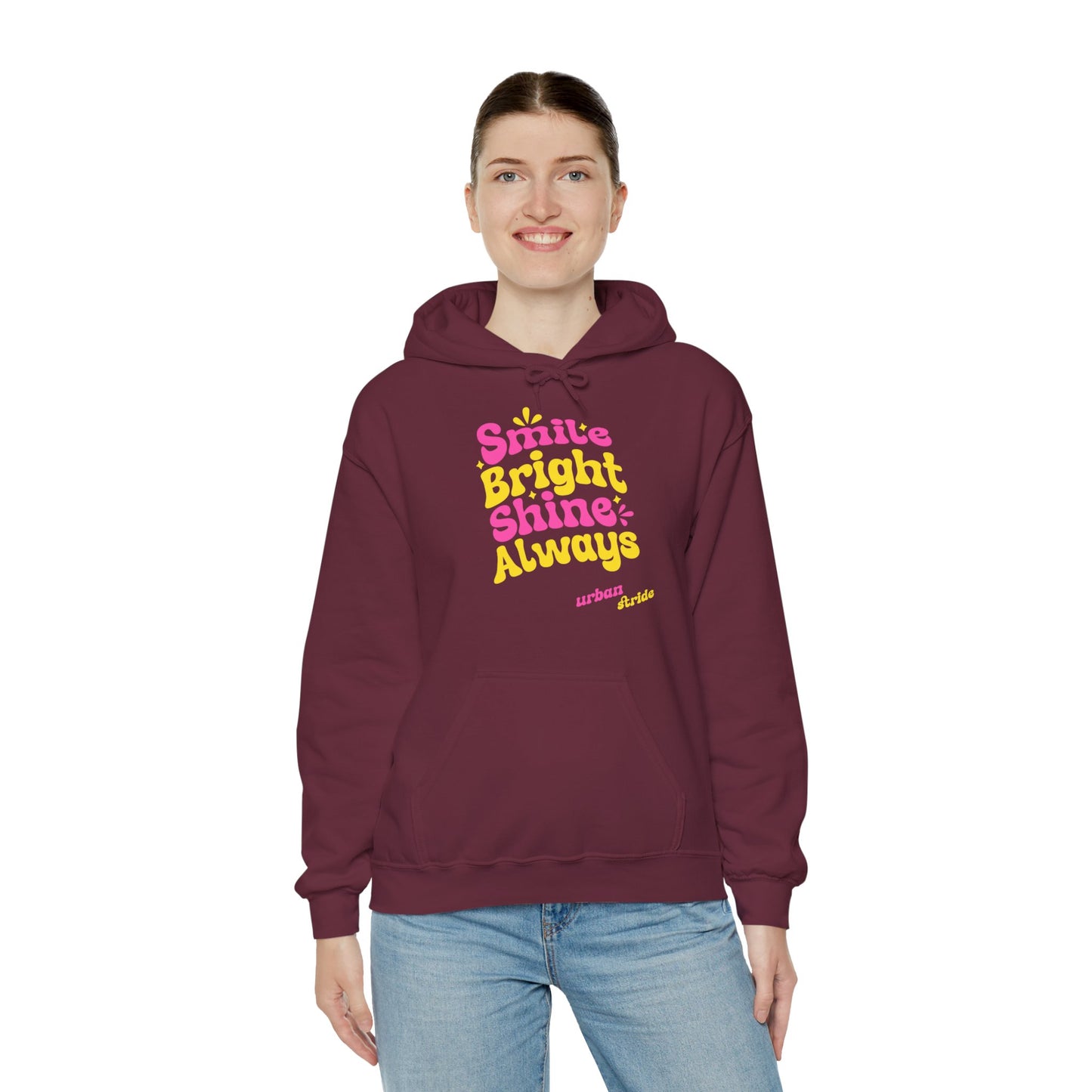 Felpa con scritta "Smile bright shine always"