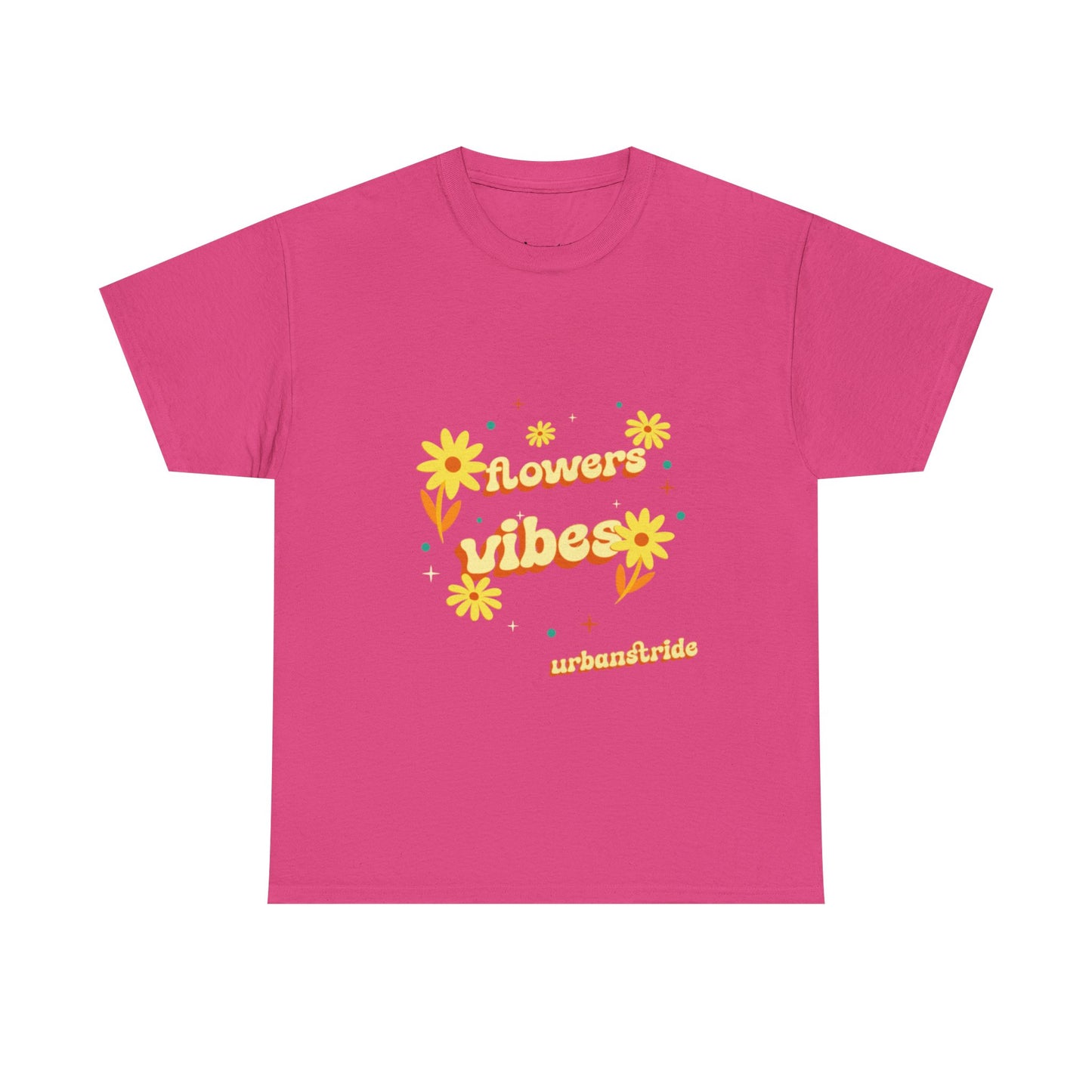 T-shirt con scritta "Flowers vibes"