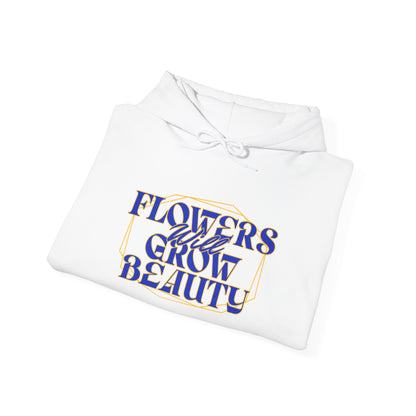 Felpa con scritta "Flowers will grow beauty"