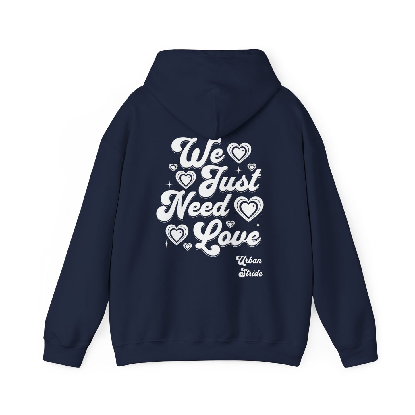 Felpa con scritta "We just need love"