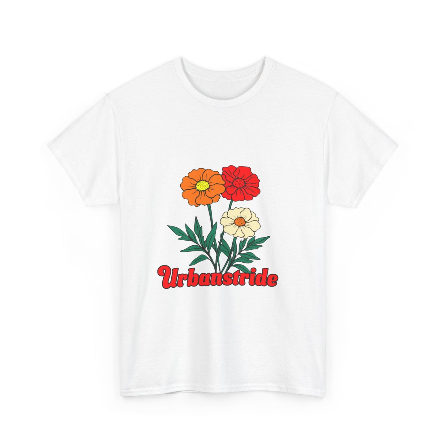 T-shirt con rappresentazione di fiori e scritta "Urbanstride"