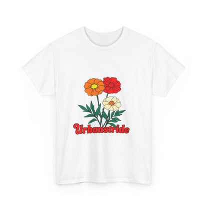 T-shirt con rappresentazione di fiori e scritta "Urbanstride"