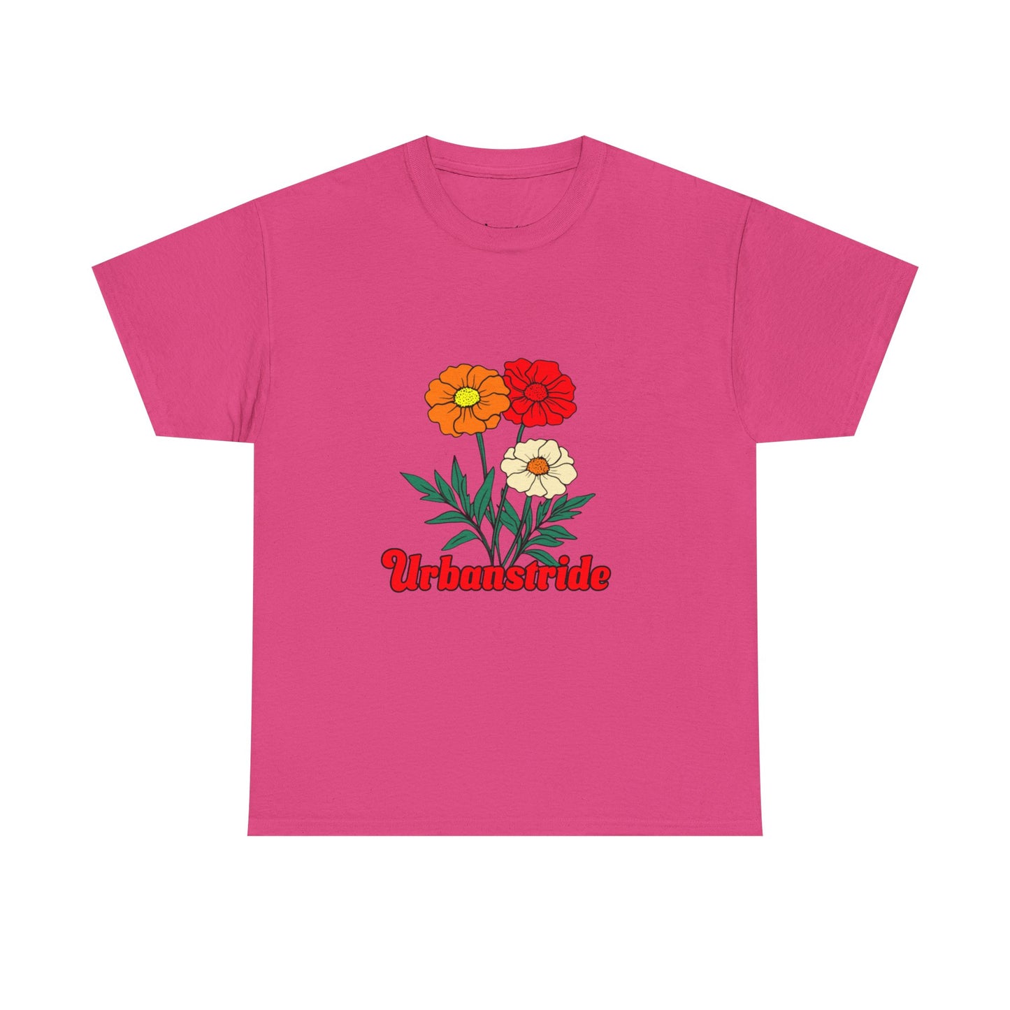 T-shirt con rappresentazione di fiori e scritta "Urbanstride"