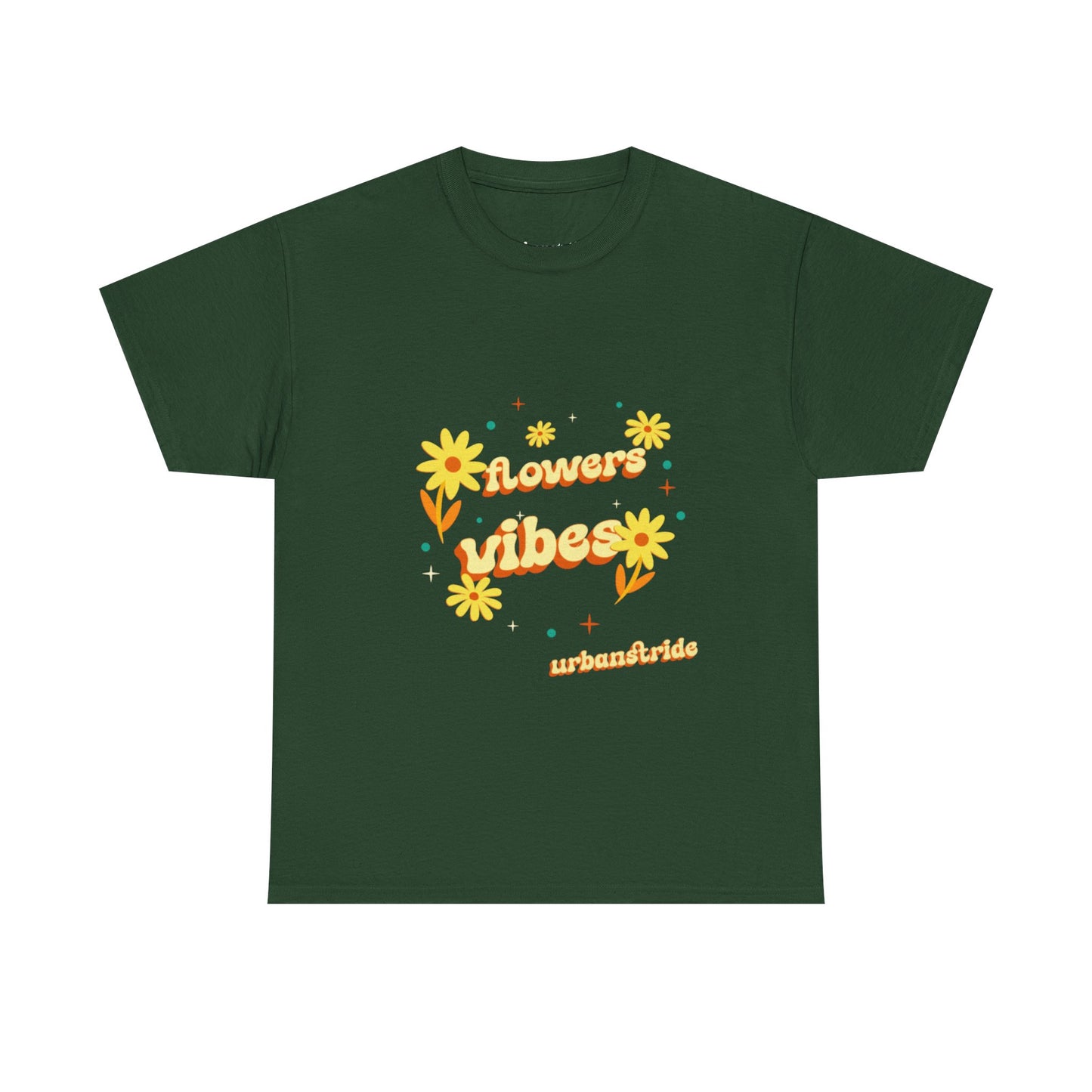 T-shirt con scritta "Flowers vibes"