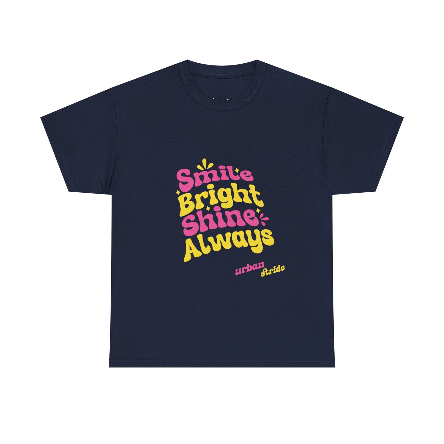 T-shirt con scritta "Smile bright shine always"