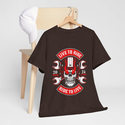 T-shirt con scritta "Live to ride ; Ride to live"