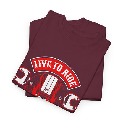 T-shirt con scritta "Live to ride ; Ride to live"