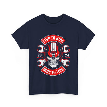 T-shirt con scritta "Live to ride ; Ride to live"