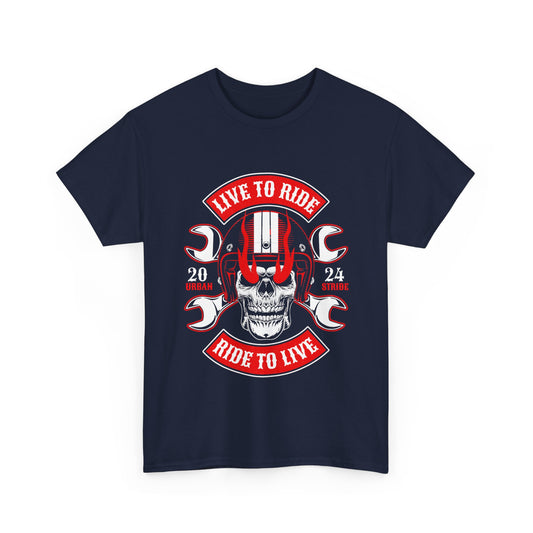 T-shirt con scritta "Live to ride ; Ride to live"