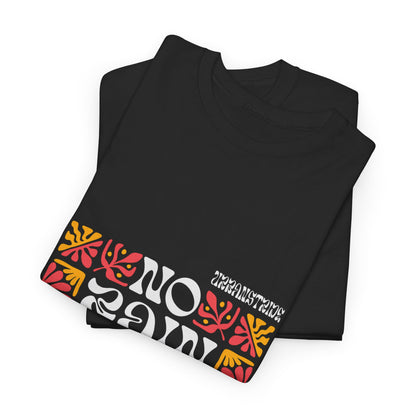 T-shirt con scritta "No rain no flowers"