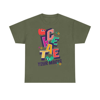 T-shirt con scritta "Create your magic"