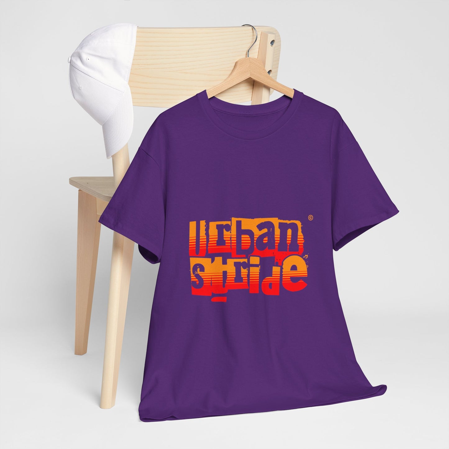 T-shirt con scritta "Urban Stride" sfumata arancio-rosso