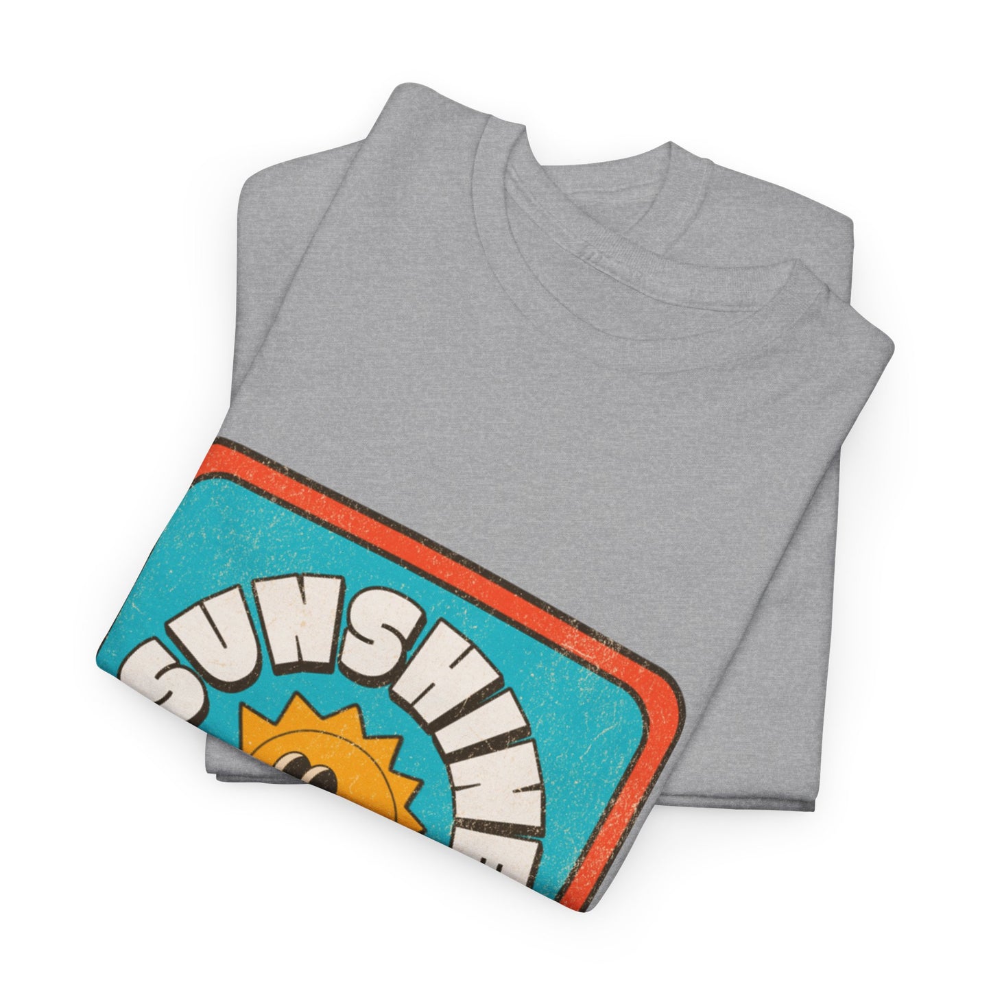 T-shirt con scritta "Sunshine feel good"