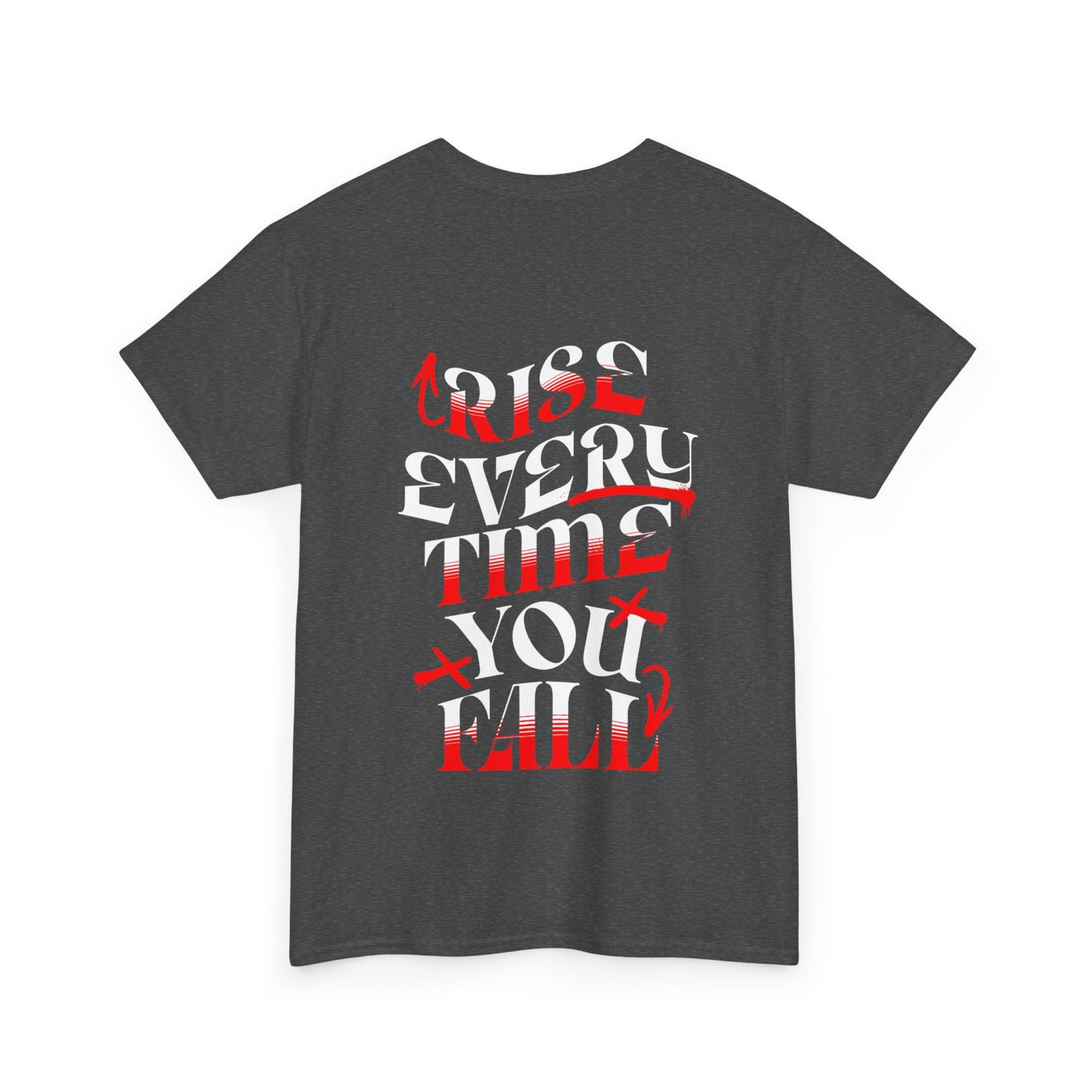 T-shirt con scritta "Rise every time you fall"