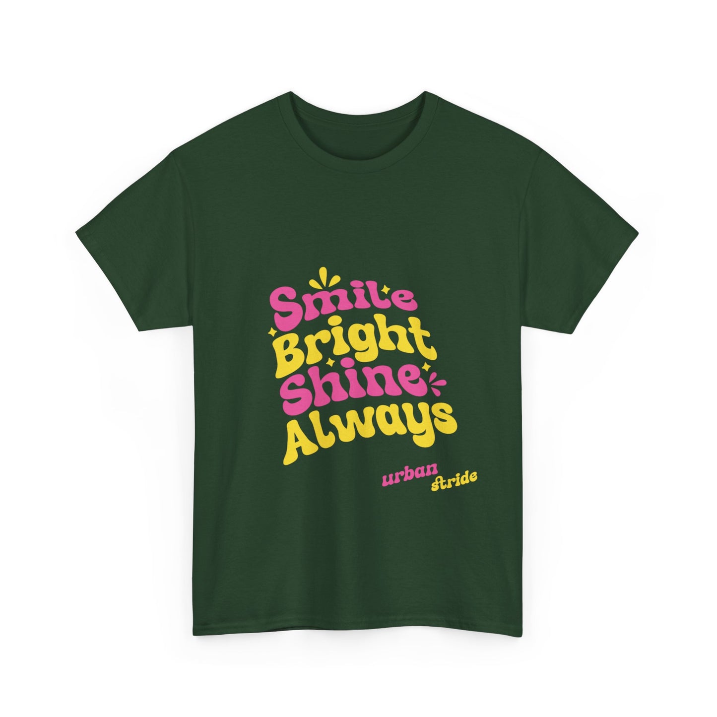 T-shirt con scritta "Smile bright shine always"
