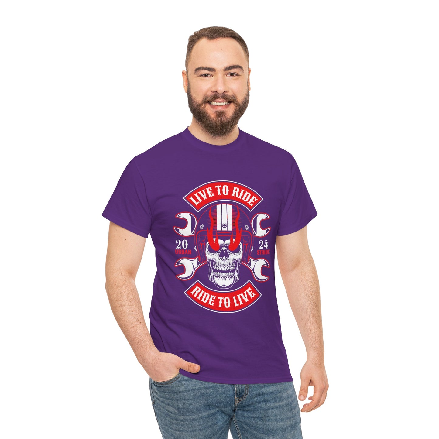 T-shirt con scritta "Live to ride ; Ride to live"