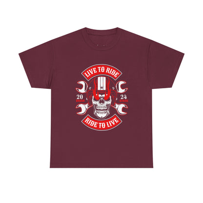 T-shirt con scritta "Live to ride ; Ride to live"