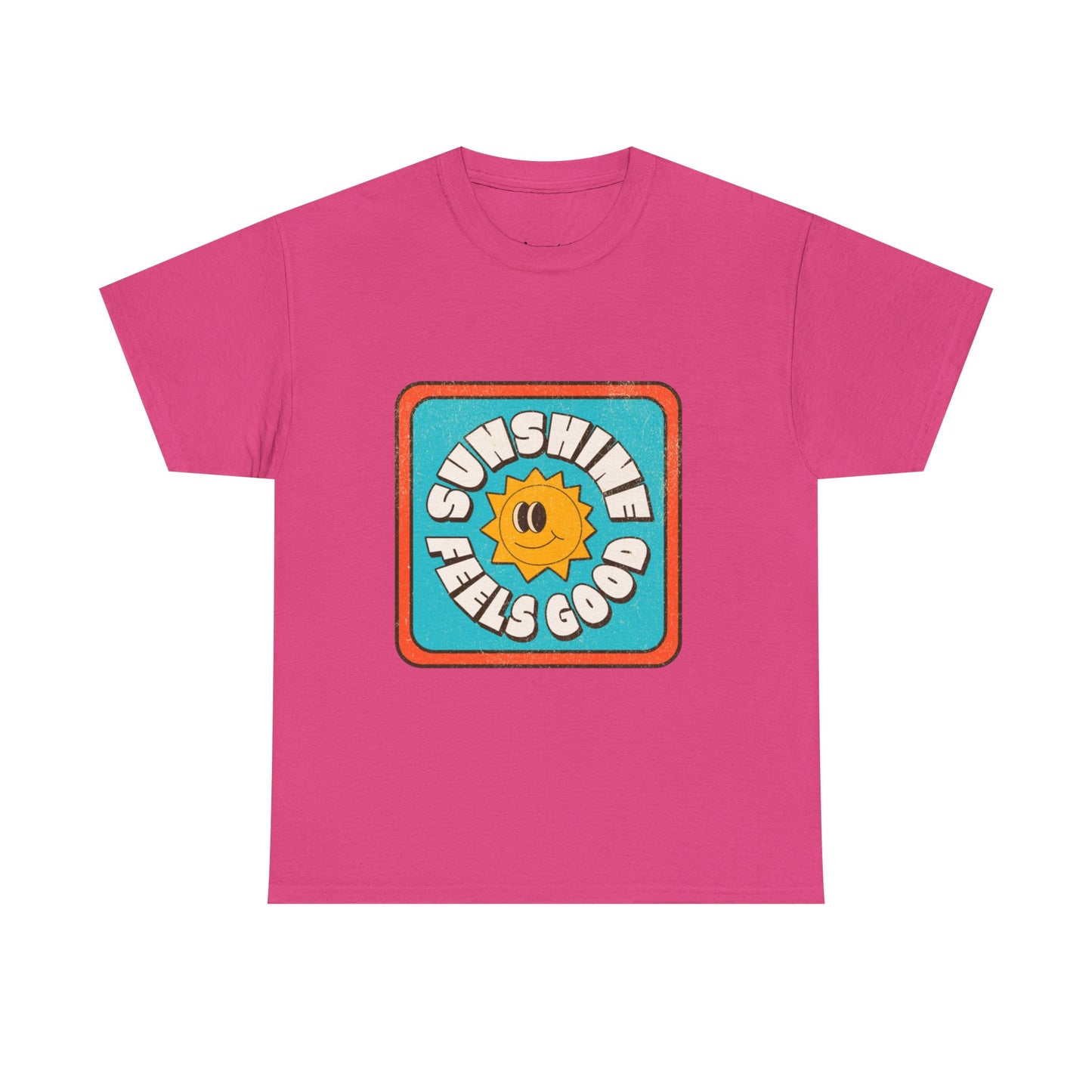 T-shirt con scritta "Sunshine feel good"