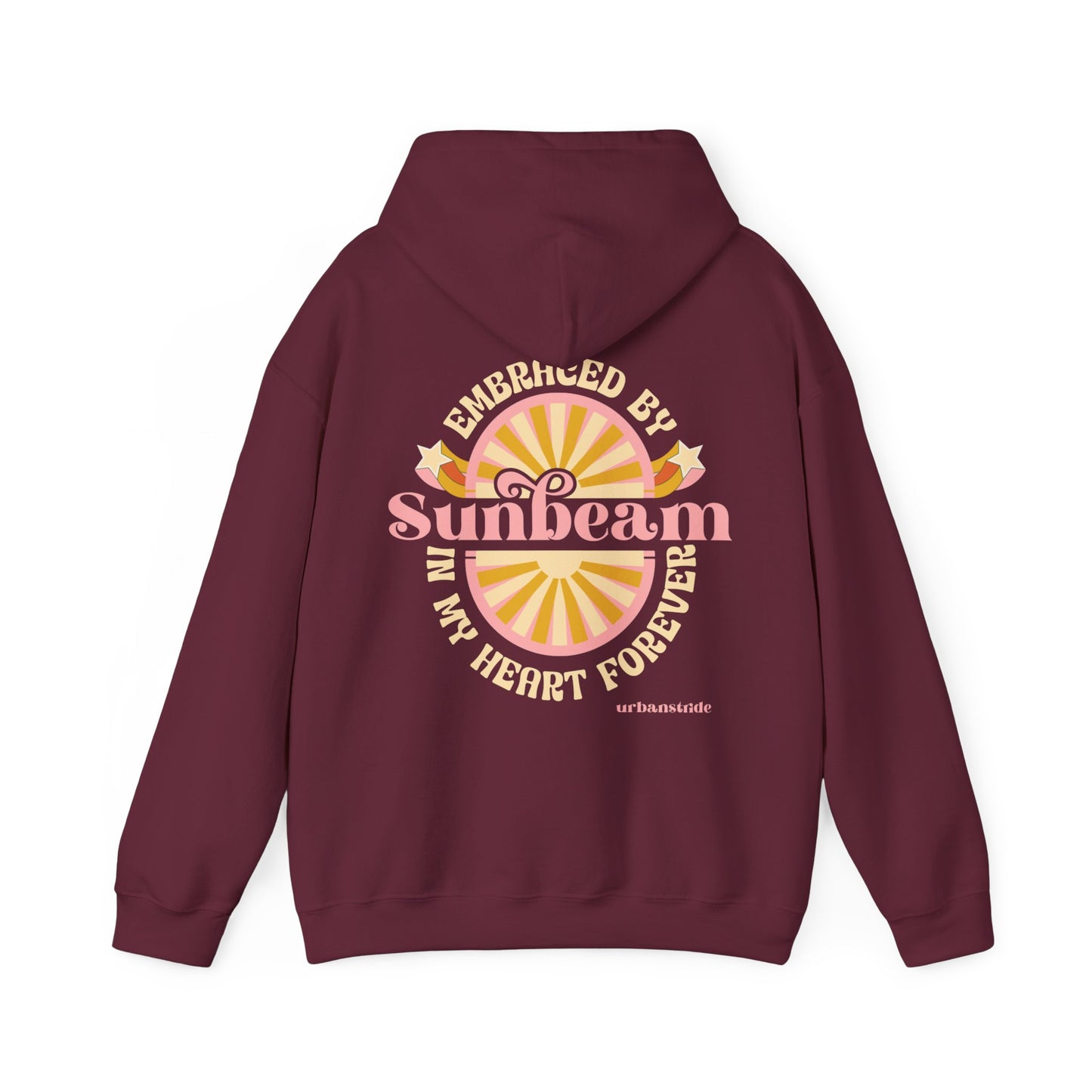 Felpa con scritta "Sunbeam embraced by in my heart forever"