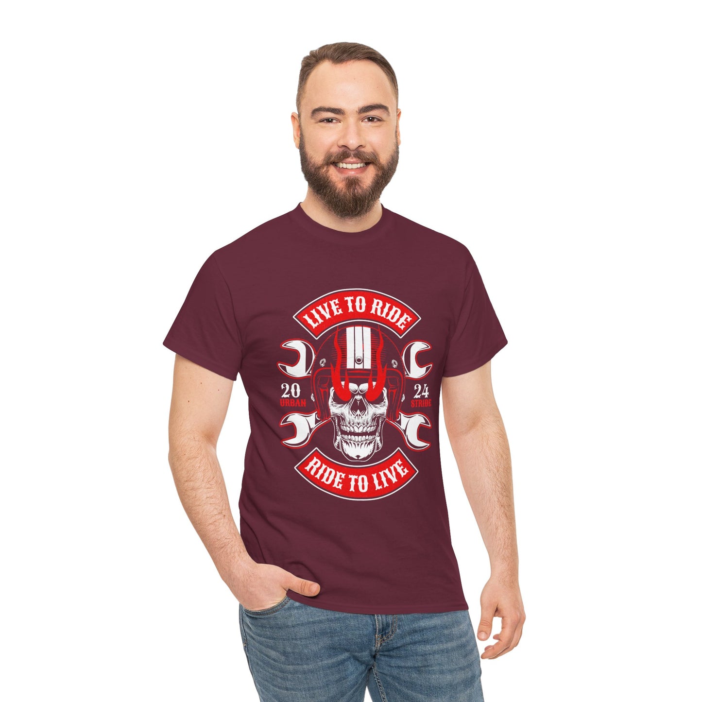 T-shirt con scritta "Live to ride ; Ride to live"