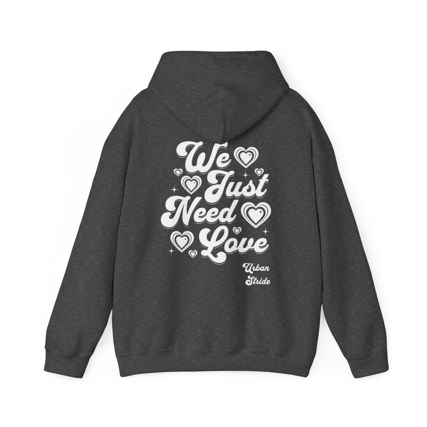 Felpa con scritta "We just need love"
